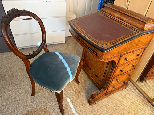 Wood writing desk - wood, leather